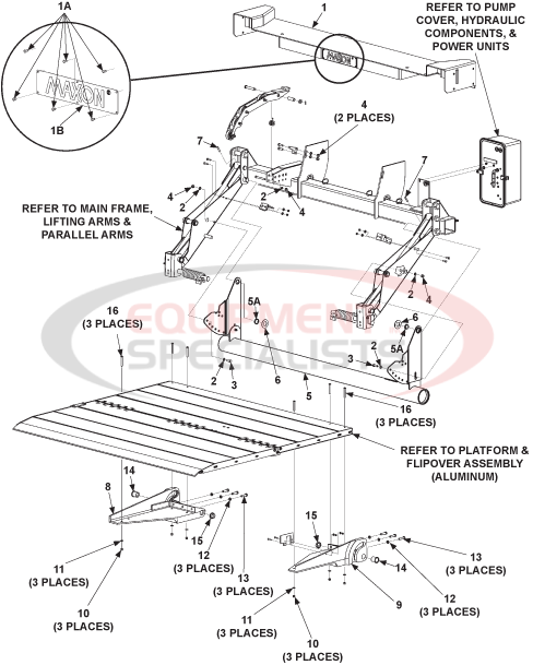 Maxon Tuk-A-Way GPTLR-44 & GPTLR-55 Aluminum Main Assembly Diagram Breakdown Diagram