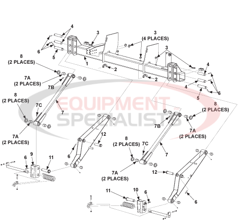 Maxon Tuk-A-Way GPTLR-44 & GPTLR-55 Main Frame, Lifting Arms, & Parallel Arms Diagram Breakdown Diagram