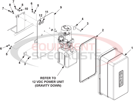Maxon Tuk-A-Way GPTLR Gravity Down Pump Cover & Mounting Plate Assembly Diagram Breakdown Diagram