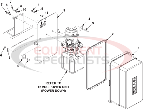 Maxon Tuk-A-Way GPTLR Power Down Pump Cover & Mounting Plate Assembly Diagram Breakdown Diagram