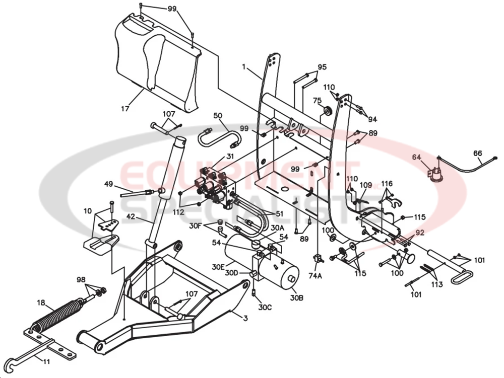 Boss V Snow Plow A Frame and Tower Diagram Breakdown Diagram