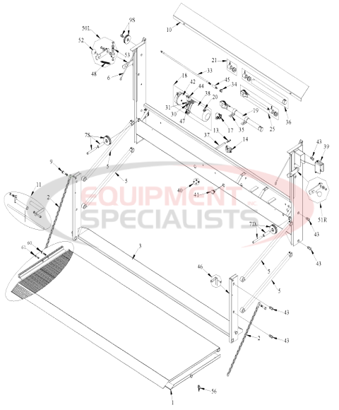 Tommy Gate Original Flatbed, Stake, and Van Series Lift Gate Diagram Breakdown Diagram