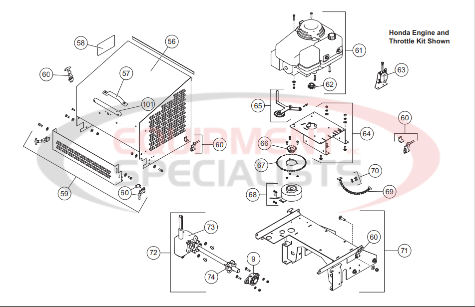 Western Striker Power Group & Engine Cover Diagram Breakdown Diagram