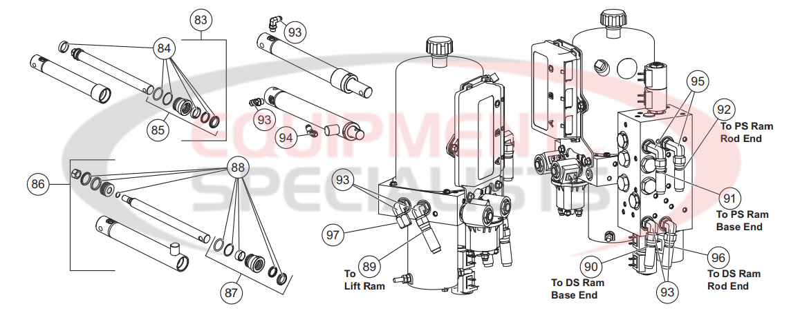 Western Enforcer Rams Hoses and Fittings Diagram Breakdown Diagram