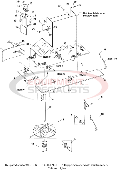 Western Ice Breaker Hopper Spreader Dual Hydraulic Parts Diagram Breakdown Diagram