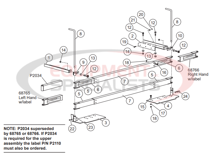 Western Low Profile Swing Way Tailgate Spreader Mount Diagram Breakdown Diagram