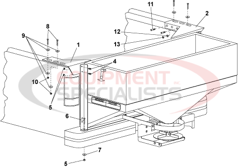 Western 1000/2000 series Tailgate Spreader Mount Assembly Diagram Breakdown Diagram