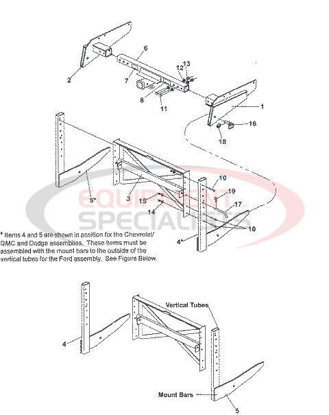 Western Under-Frame Pro-Flo Mount Assembly Diagram Breakdown Diagram