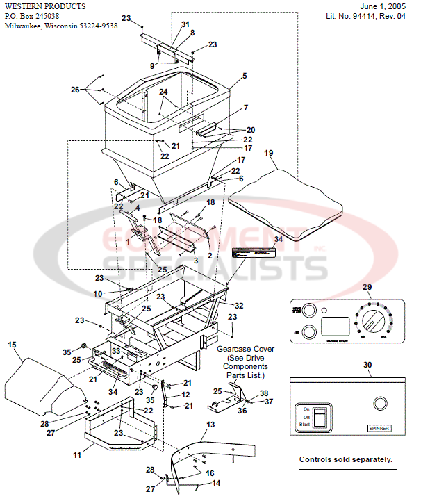 Western Pro-Flo2 Hopper Diagram Breakdown Diagram