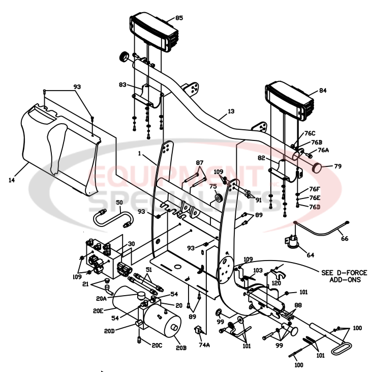 Boss Super Duty Lift Frame and Lights Diagram Breakdown Diagram