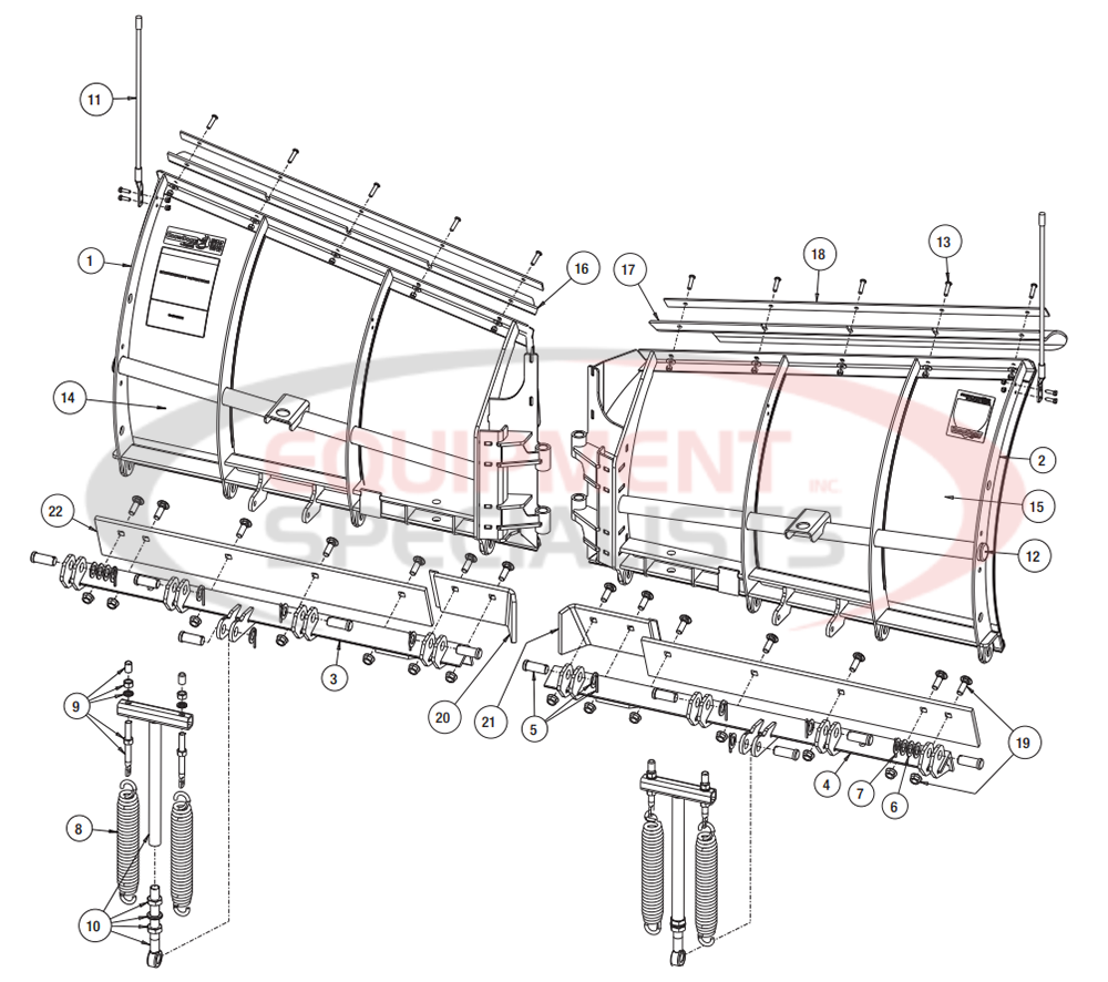 Buyers Snow Dogg VXF2 Moldboard Diagram Breakdown Diagram