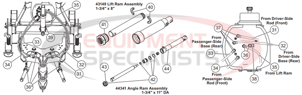 Western MVP3 Hydraulic Hoses and Cylinders Diagram Breakdown Diagram