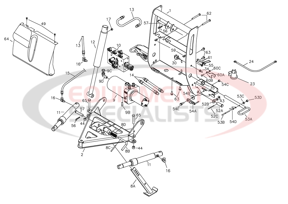 BOSS UTV Straight Snow Plow A Frame and Lift Frame Diagram Breakdown Diagram