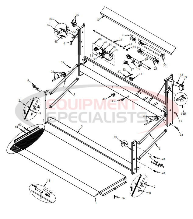 Tommy Gate 1046 1050 1346 1350 1646 and 1650 Original Series Liftgate Breakdown Diagram