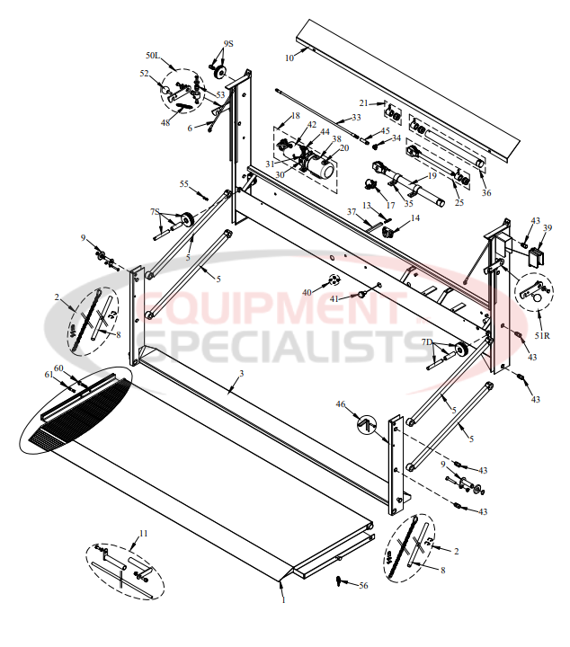 Tommy Gate 1046 1050 1346 1350 1646 and 1650 Original Series Liftgate Diagram Breakdown Diagram