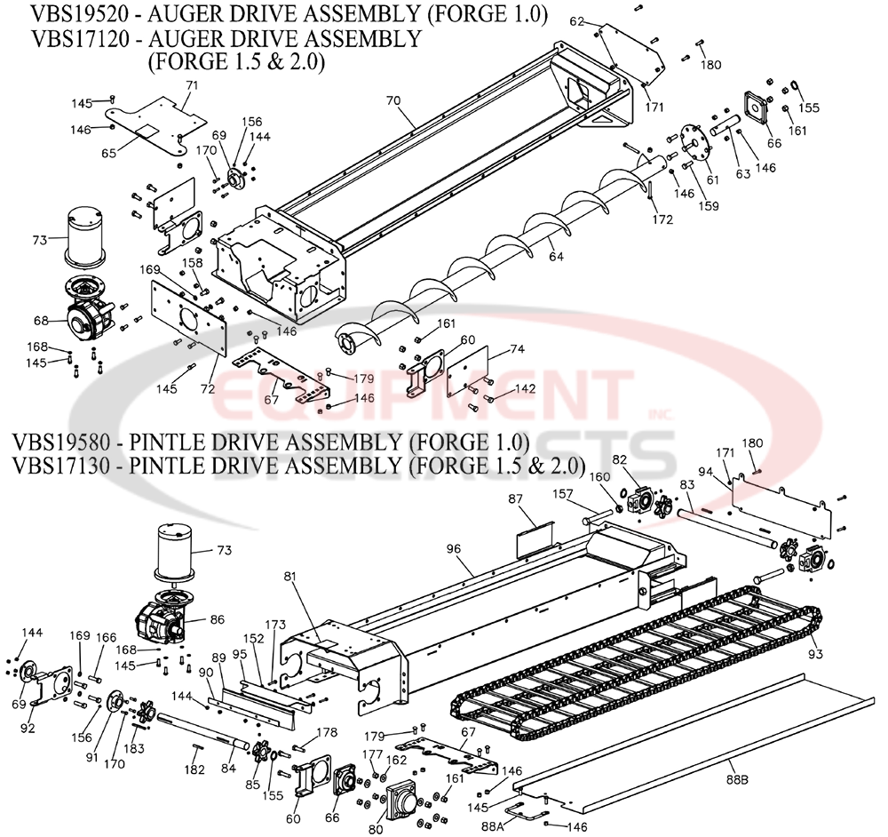 BOSS FORGE 1.0 1.5 2.0 Auger and Pintle Drive Assembly Diagram Breakdown Diagram