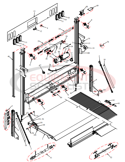 Tommy Gate Railgate 1600-2000 Series Parts Diagram Breakdown Diagram