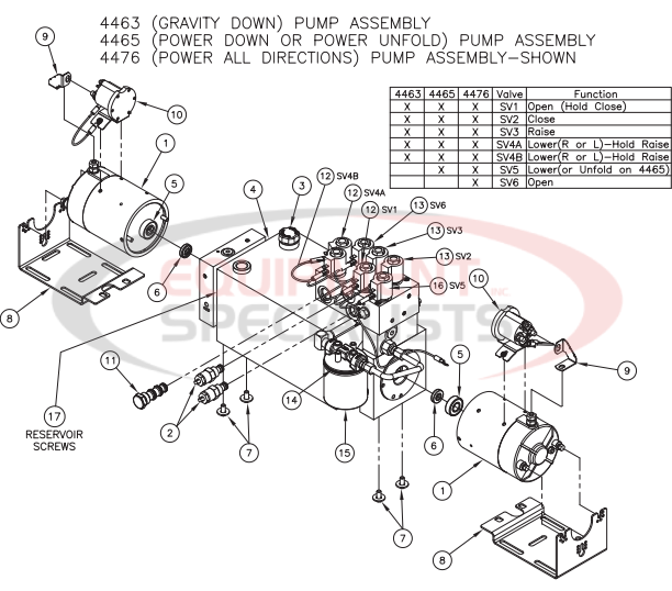 Thieman 4463, 4465, 4476 Pumps Diagram Breakdown Diagram