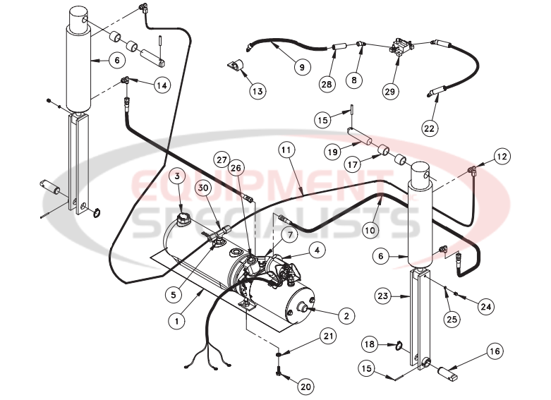 Thieman Pump & Cylinder Assembly pickup/service body Breakdown Diagram