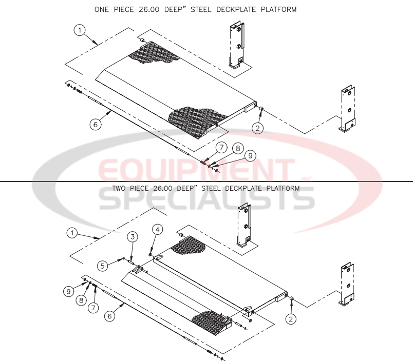 Thieman Steel Deckplate Platforms w/no Torsion Assist pickup service body Breakdown Diagram