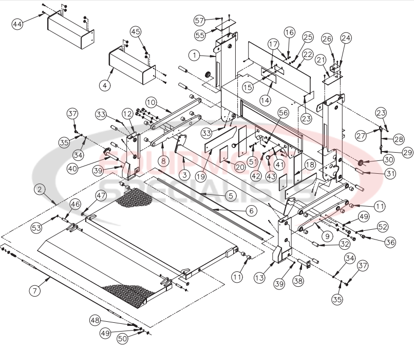 Thieman Steel 42" Deep Platforms w/Torsion Assist Pickup Service Body Breakdown Diagram