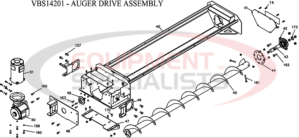 VBX6500 VBX8000 & VBX9000 AUGER ASSEMBLY Diagram Breakdown Diagram