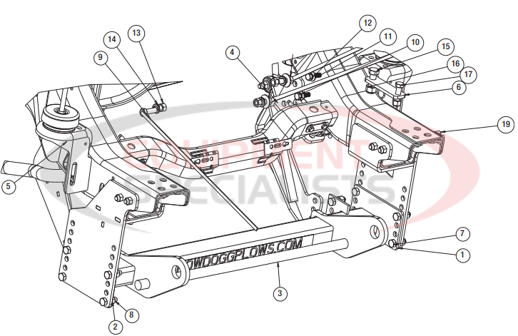 Buyers SnowDogg HD/EX Mount Kit Ford 17' + 250/350/450/550 Breakdown Diagram
