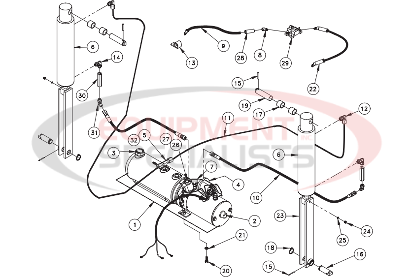 Thieman TT16-OM Pumps and Cylinders Breakdown Diagram