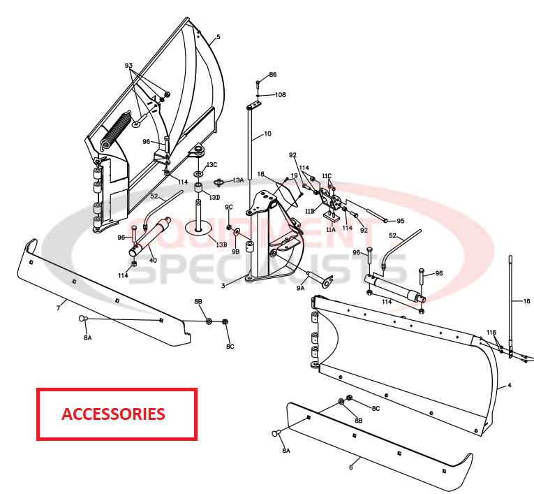 Boss HTX V-Blade Moldboard Diagram Breakdown Diagram