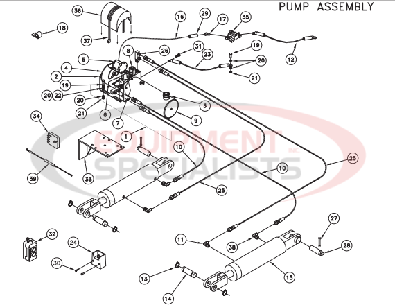 Thieman Sideloader OM Pump Assembly Breakdown Diagram