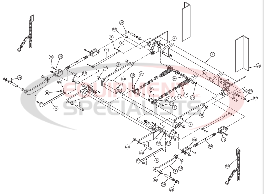 Thieman Sideloader Trunnion, Lift Arm and Idler Arm ASM-6 Diagram Breakdown Diagram