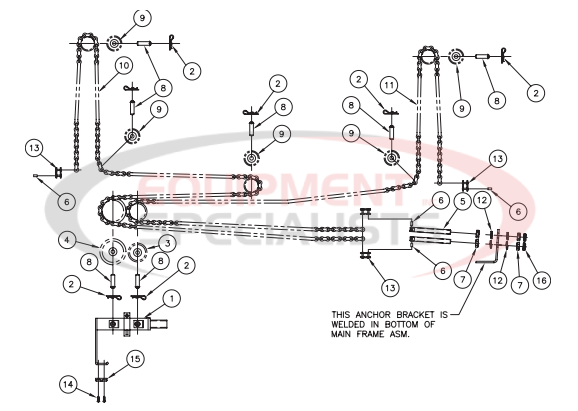 Thieman Medium Duty 125 and 16 Lifting Chain Assembly Breakdown Diagram