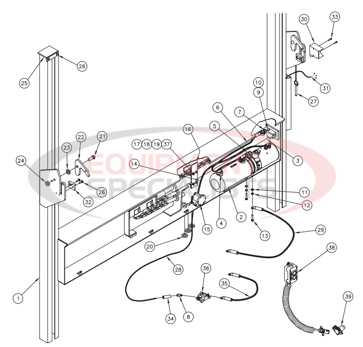 Thieman Medium Duty TVLR 20/20A Main Frame Assembly Diagram Breakdown Diagram