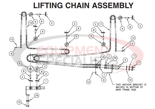 Thieman Medium Duty TVLR 20/20A Lifting Chain Assembly Breakdown Diagram