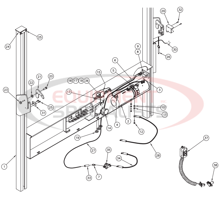 Thieman Medium Duty TVLR 30/30A Main Frame Assembly Diagram Breakdown Diagram