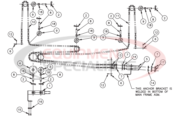 Thieman Medium Duty 30/30A TVLR Lifting Chain Assembly Diagram Breakdown Diagram