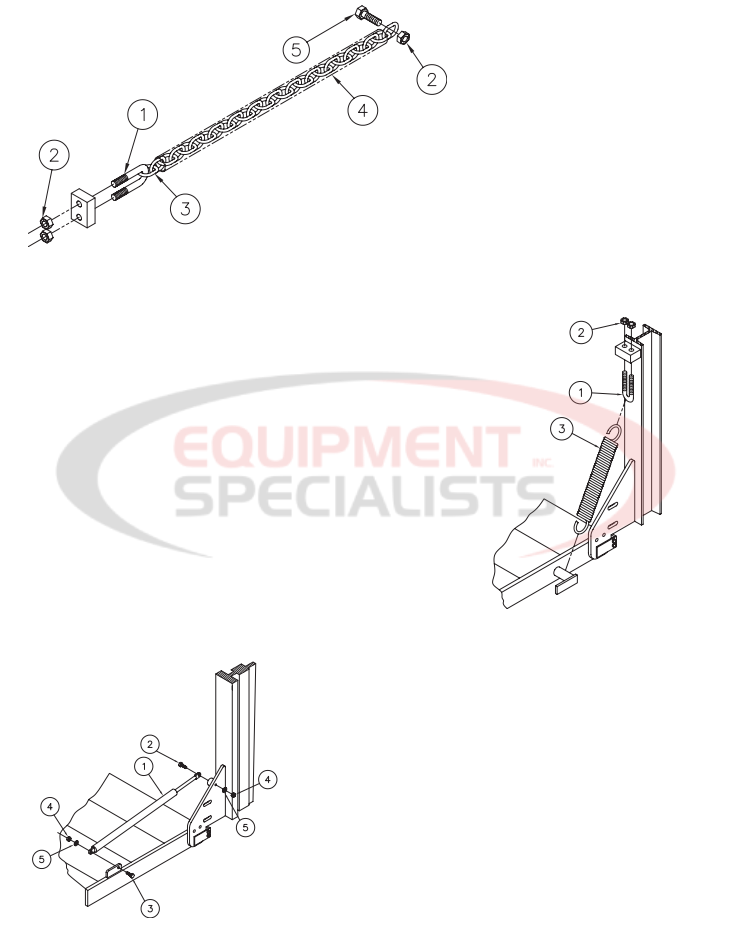 Thieman Medium Duty TVLR 30/30A Platform Chain, Spring, Damper Assemblies Diagram Breakdown Diagram