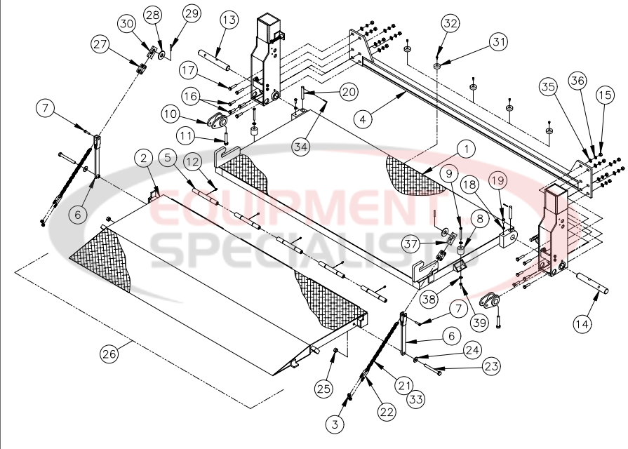 Thieman Heavy Duty Gas TDR Platform Assembly 62 & 74 inch deep (Steel) Diagram Breakdown Diagram