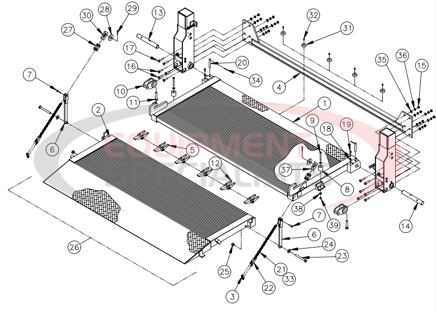 Thieman Heavy Duty Gas TDR 62 and 74 inch deep Aluminum Platform Assembly Diagram Breakdown Diagram