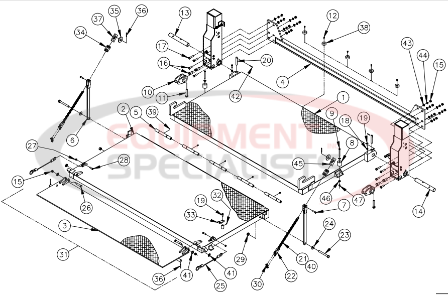 Thieman Heavy Duty Gas TDR 86 Inch Platform Assembly (Steel) Diagram Breakdown Diagram