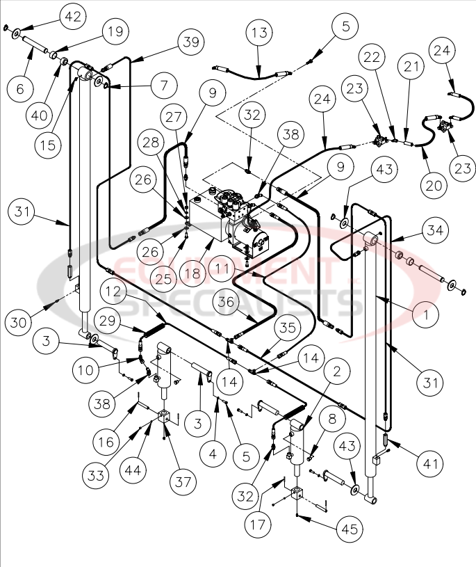 Thieman Heavy Duty TDR Power Down Gravity Unfold Pump & Cylinder Assembly Diagram Breakdown Diagram