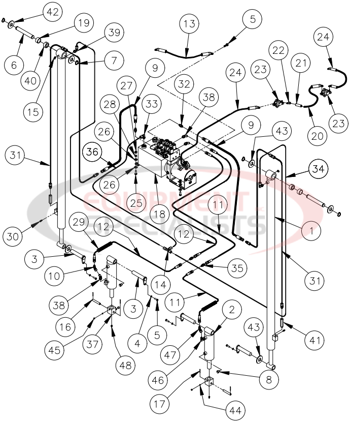 Thieman Heavy Duty TDR Gravity Down Power Unfold Pump & Cylinder Assembly Diagram Breakdown Diagram