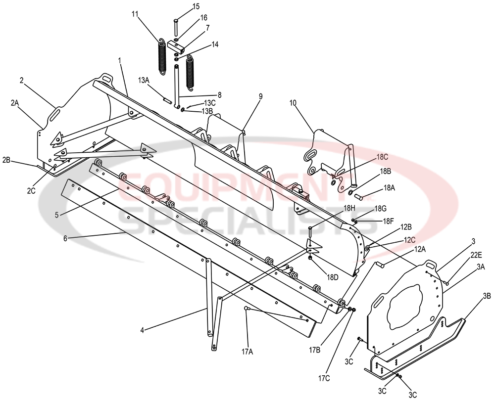 Boss SK8, SK10, SK12 Box Plows Diagram Breakdown Diagram