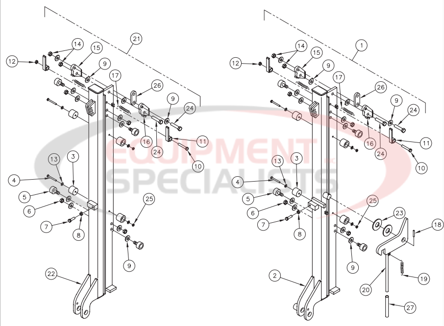 Thieman Heavy Duty VL Slider Assembly Breakdown Diagram