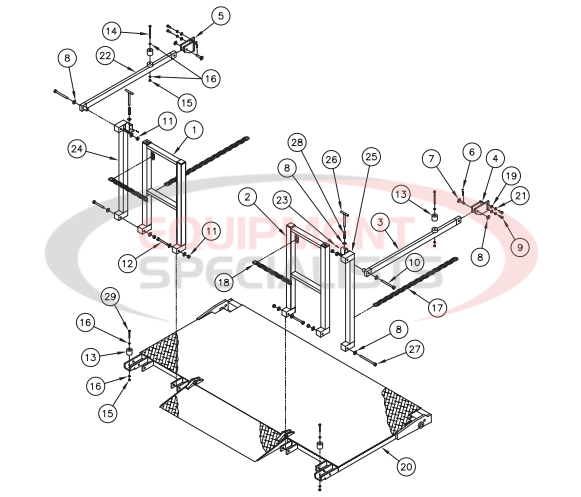 Thieman Heavy Duty VL Fold Down Bottle Gas Rack Assembly Diagram Breakdown Diagram