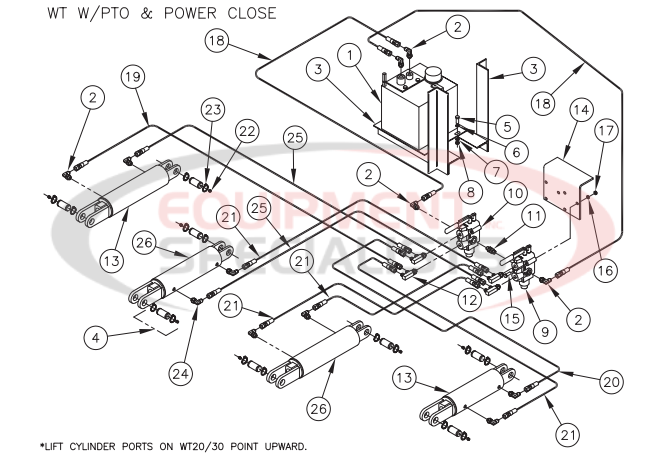 Thieman WT PTO Pump Assembly Power Down Power Close Breakdown Diagram