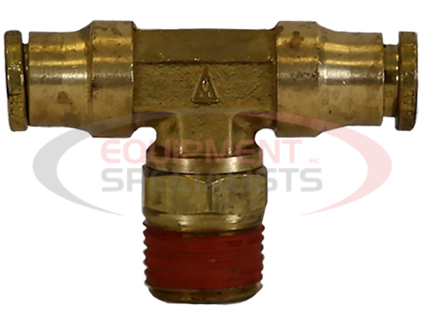 BRASS DOT PUSH-IN SWIVEL MALE BRANCH TEE 3/8 INCH TUBE OD X 1/4 INCH PIPE THREAD