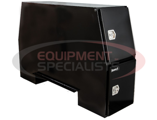 65x24x82 Inch Black Steel Backpack Truck Box - 13.3 Inch Offset Floor