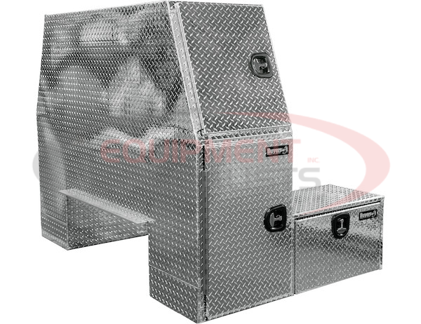 70x54x82 Inch Diamond Tread Aluminum L-Pack Backpack Truck Box with Offset Floor 16.4 Inch Offset