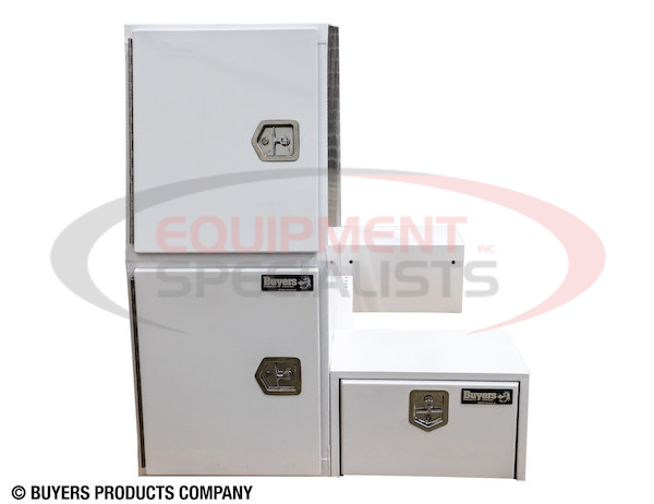 85x55x48 Inch White Steel L-Pack Backpack Truck Box - 16.35 Inch Offset